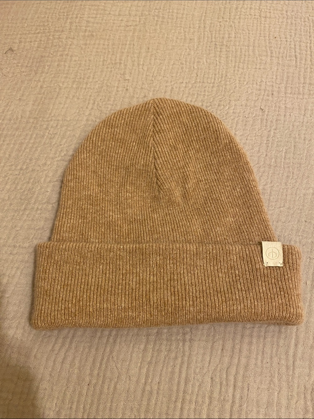 Rag & Bone Cashmere Tan Knit Beanie Hat .